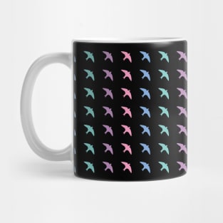 Blue Green Purple Pink Pastel Birds Flying Pattern Mug